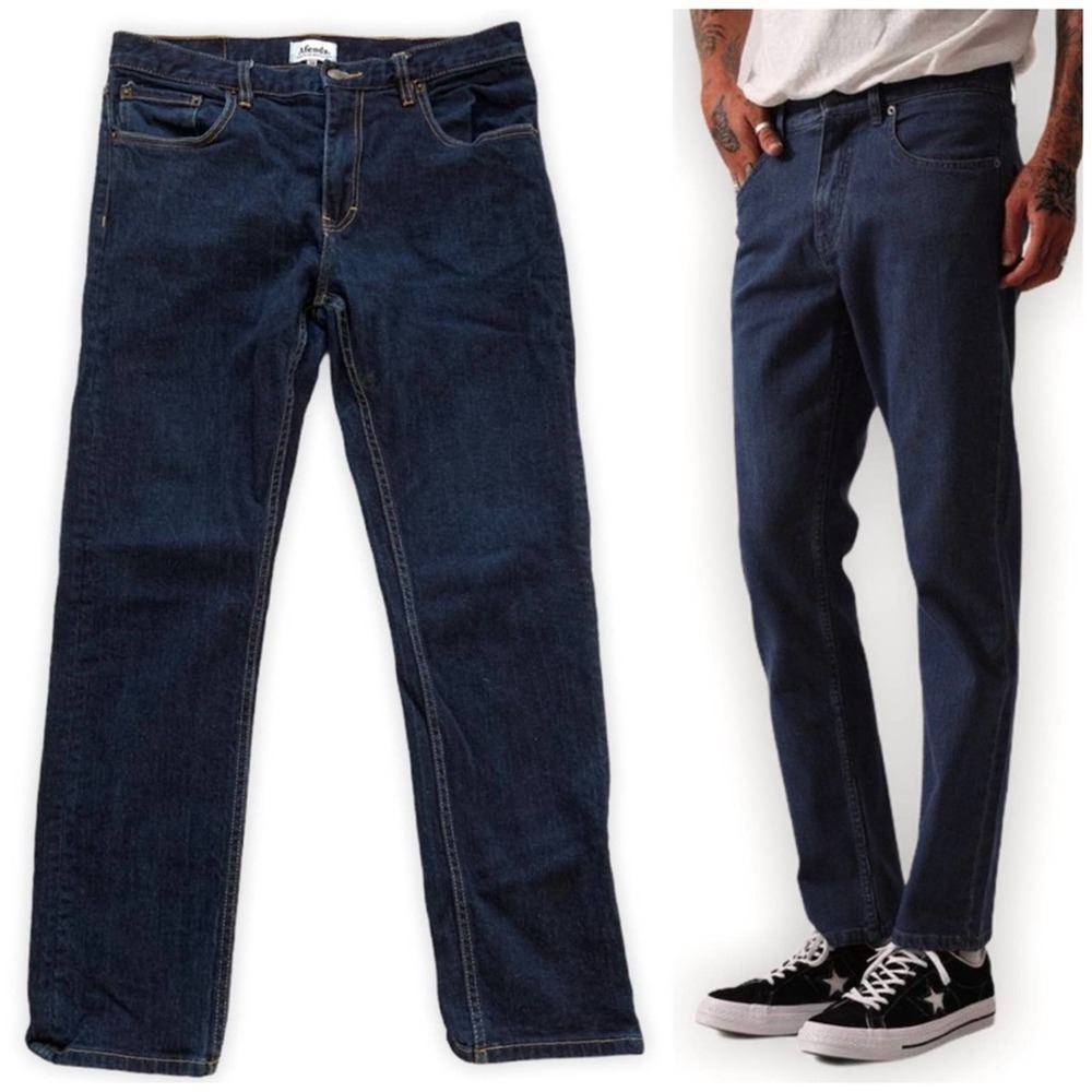Afends. Society Slim Fit Jeans Dark Blue 34 x 29